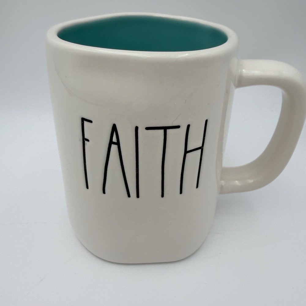 Rae Dunn‎ FAITH Mug Teal Interior Artisan Collection By Magenta Coffee Cup